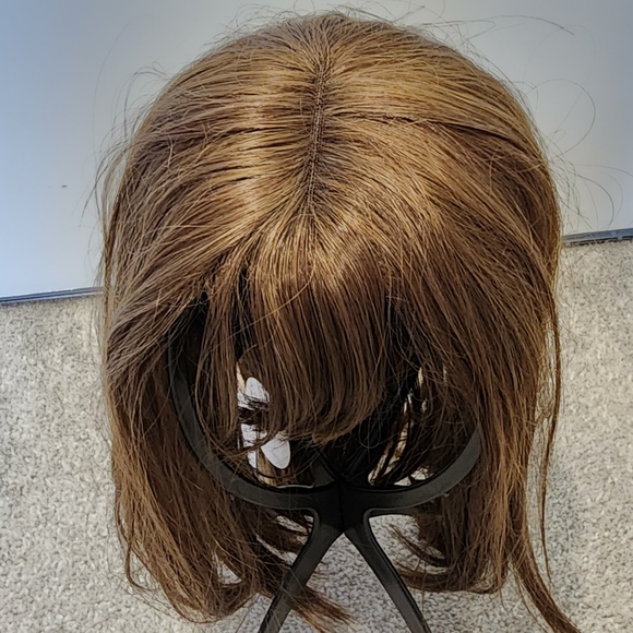 Chestnut Brown Synthetic Mid-length Bob Wig with Bangs One-Size - Picture 3 of 14